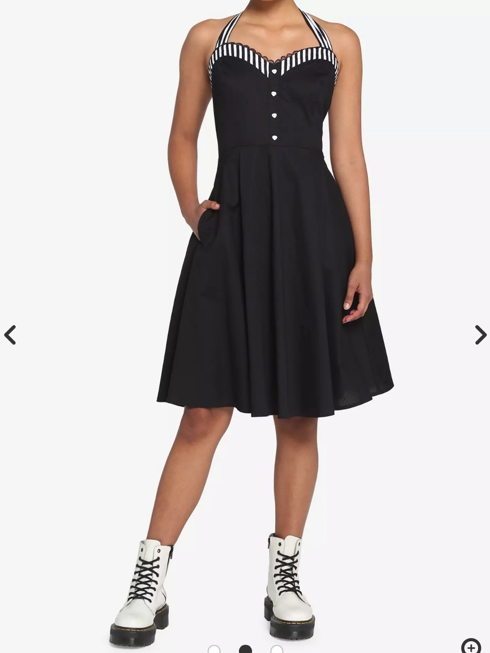 Thorn & Fable Hot Topic Pinup Rockabilly Retro Halter Dress Sz M Black White - Picture 2 of 10